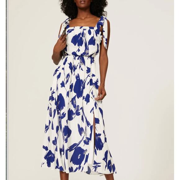 Jason Wu Floral Tiered Ruffle Midi Sundress Dress SIZE 10 Blue Designer $345 - Picture 1 of 11
